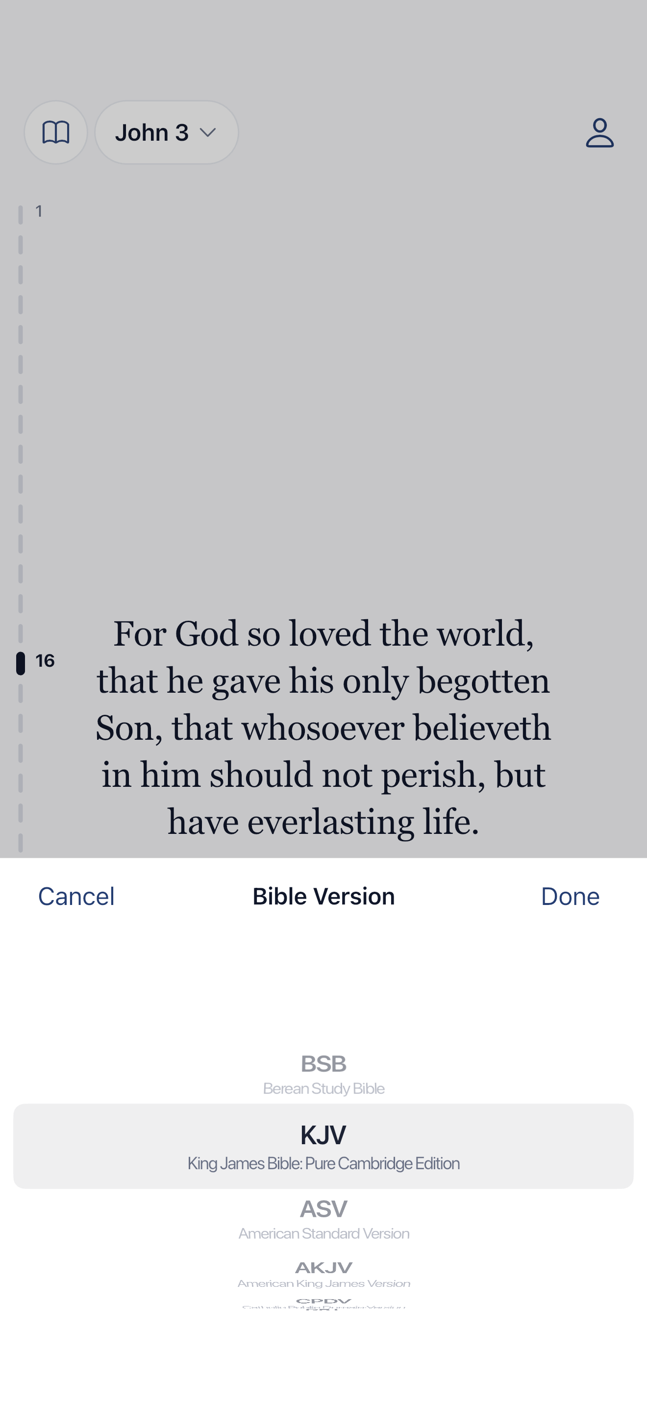VerseFeed app screen: 14 English Bible versions available offline